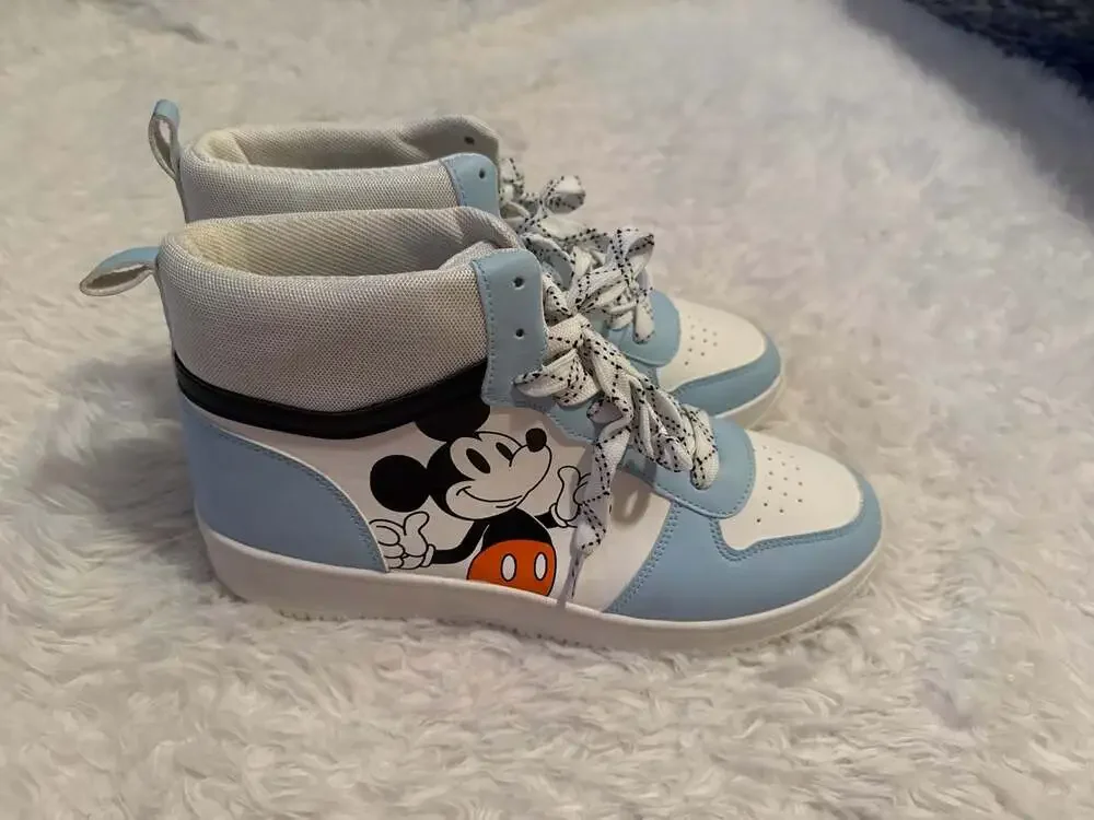 Disney Mickey Mouse High Top Sneakers Light Blue‎ and White Size 41